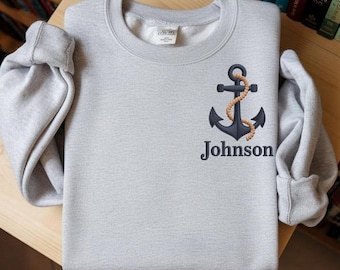 Custom Name Ship Anchor with Rope Onni Embroidery Design: Sea Ocean Scene (Multi Format Pattern), Anchor Embroidery, Digital Embroidery.