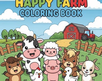Dibujos de animales de granja para colorear para niños: Dibujos para colorear para bebés, Actividad para fiestas temáticas de granja, Animales de granja adorables, Dibujos digitales para colorear, Descarga digital en PDF
