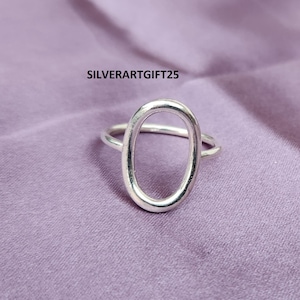 Anillo de círculo abierto de plata de ley, joyería modernista