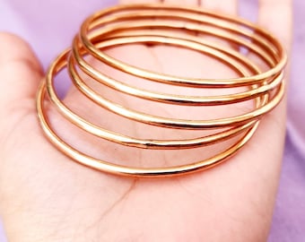 Handmade Pure Copper Bangle Set, Stacking Bangles, Boho Style