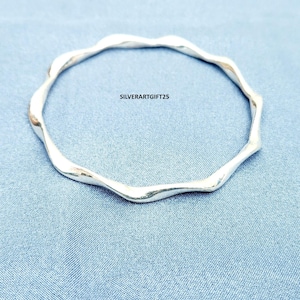 Zig-Zag Bangle Bracelet, 925 Sterling Silver, Handmade Bracelet, Unique Bracelet, Trending Bracelet, Birthday Gift, Anniversary Gift.