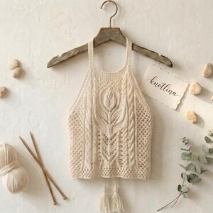 Boho Crochet Neckholder Top Pattern, Lace Crop Top PDF Pattern, Trendy Summer Crochet Top Tutorial