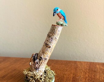 OOAK Mini Miniature Dollhouse Realistic Common Kingfisher & Display N Woolmer