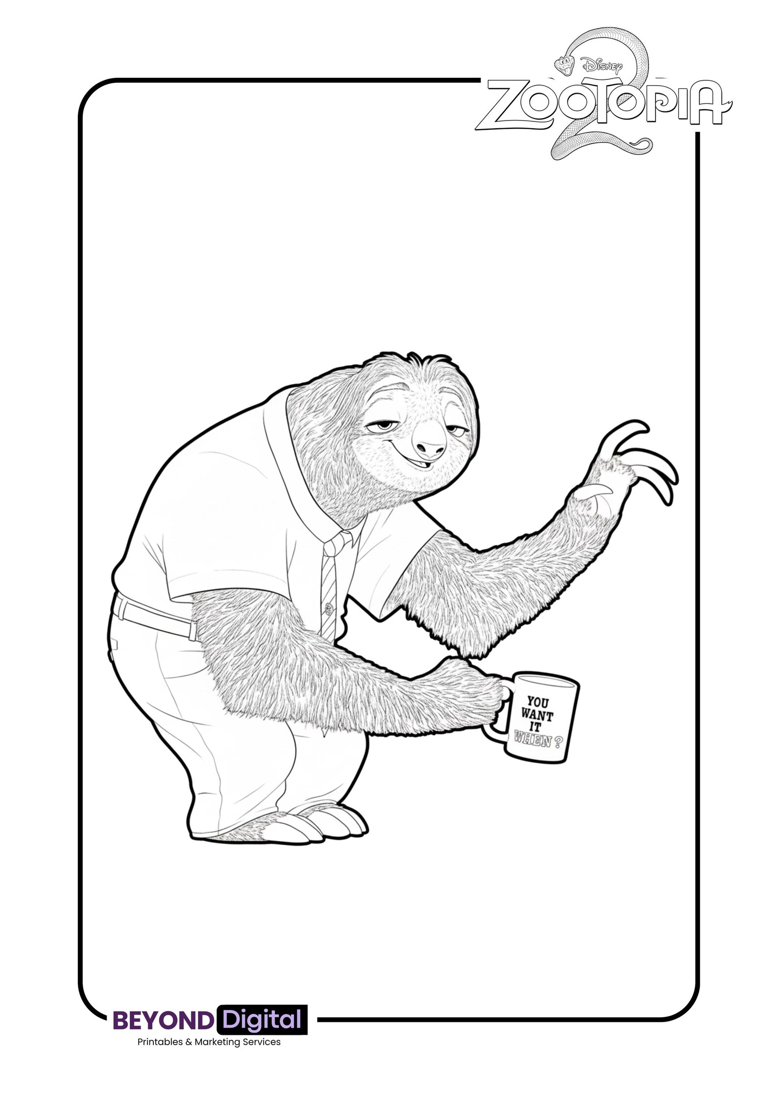 Zootopia 2 Printable Colouring Pages - Etsy