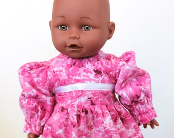 Handmade Pink Flannel Baby Doll Nightgown, 12-13 inch Doll