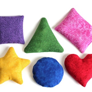 Rainbow Shaped Bean Bags (set of 6) Triangle Circle Rectangle Blue Green Red Pink Kindergarten Preschool Playtime Toys US Shipping Included