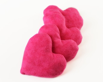 Hot Pink Heart Shaped Bean Bags, Valentine's Toss Game, Girls Birthday Party Favor, Cerise Pink, Handwarmers (set of 5), Free US Shipping