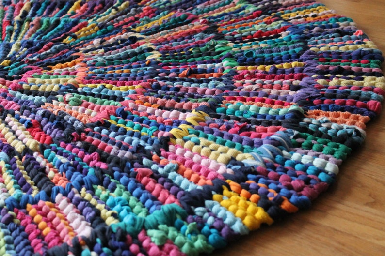 T Shirt Rag Rug Rainbow Circular Rug Round Cottage Chic Etsy