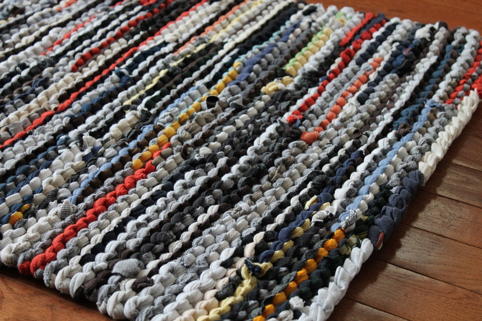 T Shirt Rag Rug Utility Rug Earthy Neutrals Gray Navy Blue | Etsy