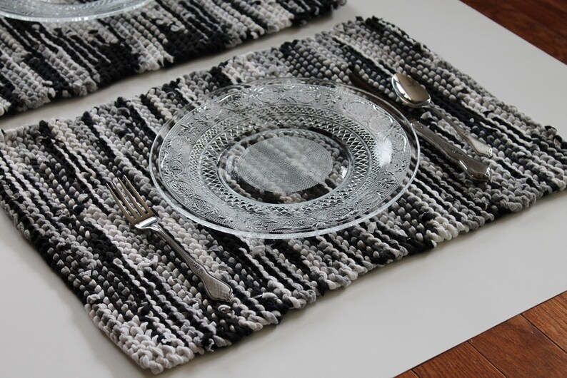 Placemats in Black Gray White Cream Ivory and Charcoal Etsy