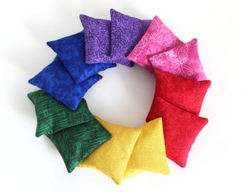 Double Rainbow Square Bean Bags: Educational Toss Games, Homeschool Toy (set of 12)