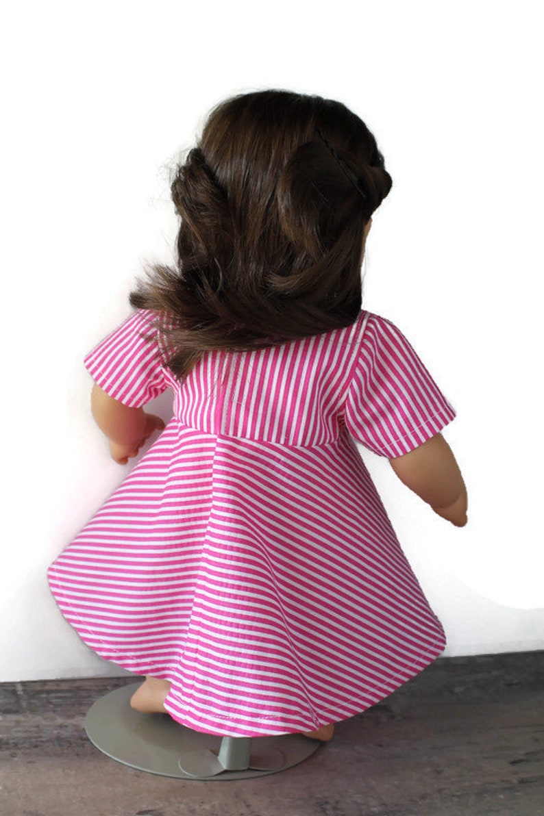Pink Striped Baby Doll Dress, Birthday Party Gift, Fits Bitty Twin and 14, 15, or 16 inch Doll Clothes image 5