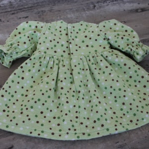 Green Dot Flannel Nightgown, Baby Doll Dress, Pajamas, Handmade Cotton Nightie, Fits 12 to 13 inch Baby Doll, Free US Shipping image 7