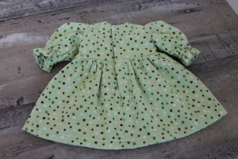 Green Dot Flannel Nightgown, Baby Doll Dress, Pajamas, Handmade Cotton Nightie, Fits 12 to 13 inch Baby Doll, Free US Shipping image 7