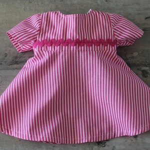 Pink Striped Baby Doll Dress, Birthday Party Gift, Fits Bitty Twin and 14, 15, or 16 inch Doll Clothes image 2