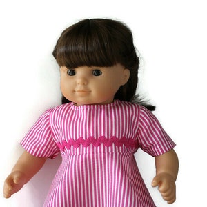 Pink Striped Baby Doll Dress, Birthday Party Gift, Fits Bitty Twin and 14, 15, or 16 inch Doll Clothes image 1