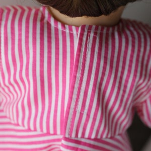 Pink Striped Baby Doll Dress, Birthday Party Gift, Fits Bitty Twin and 14, 15, or 16 inch Doll Clothes image 6