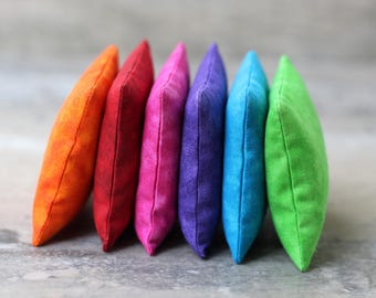Rainbow Square Bean Bags: Child's Sensory Toy (3 inch, set of 6)