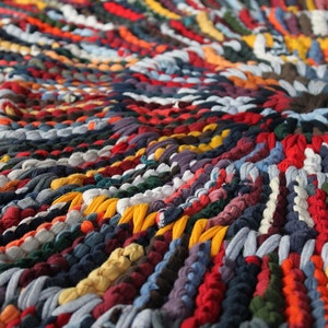 Round Rag Rug, Modern Nursery Decor in Orange Gray Teal Navy Blue ...