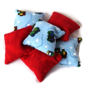 Bean Bags Light Blue Train & Red Flannel Boys Toy Toss Game Party Favor set of 6 US Shipping Included image 4