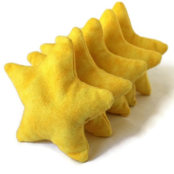 Bright Yellow Star Shape Bean Bags (set of 5) Flannel Toss Game Child's Sensory Toy Shaped Party Favor - US Shipping Included