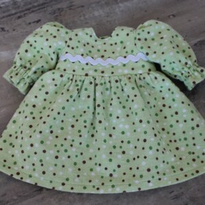 Green Dot Flannel Nightgown, Baby Doll Dress, Pajamas, Handmade Cotton Nightie, Fits 12 to 13 inch Baby Doll, Free US Shipping image 3