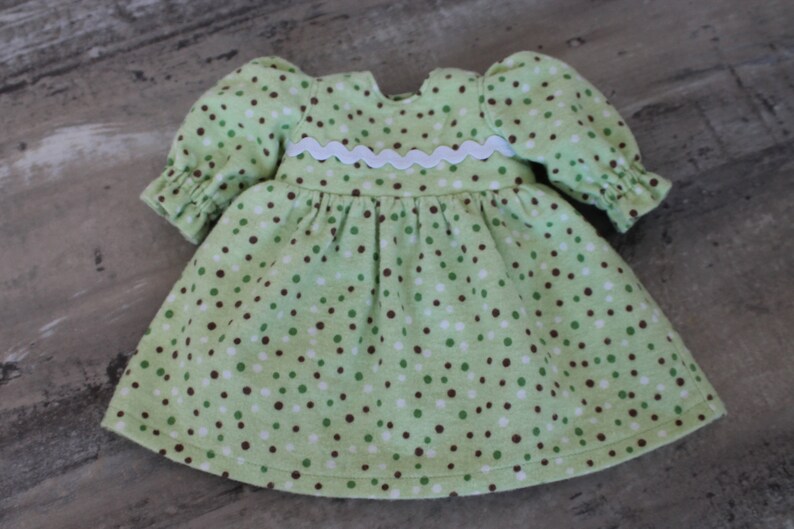 Green Dot Flannel Nightgown, Baby Doll Dress, Pajamas, Handmade Cotton Nightie, Fits 12 to 13 inch Baby Doll, Free US Shipping image 3