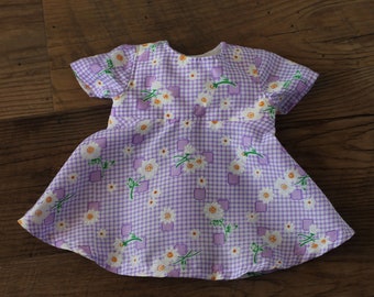 Purple Floral Baby Doll Dress, Birthday Party Gift, Fits Bitty Twin and 14, 15, or 16 inch Doll Clothes