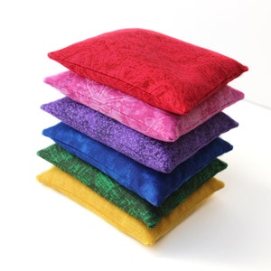 Rainbow 4 Inch Square Bean Bags (set of 6) Homeschool, Bright Colored Educational Toy, Handmade, US Shipping Included