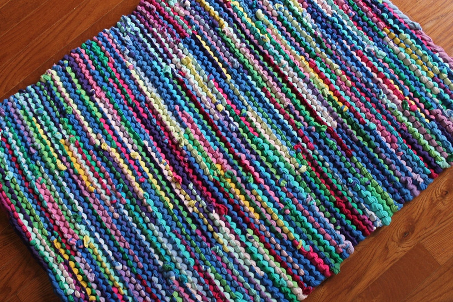Rainbow Rag Rug Handmade from Upcyled Tshirts Retro Chic Etsy