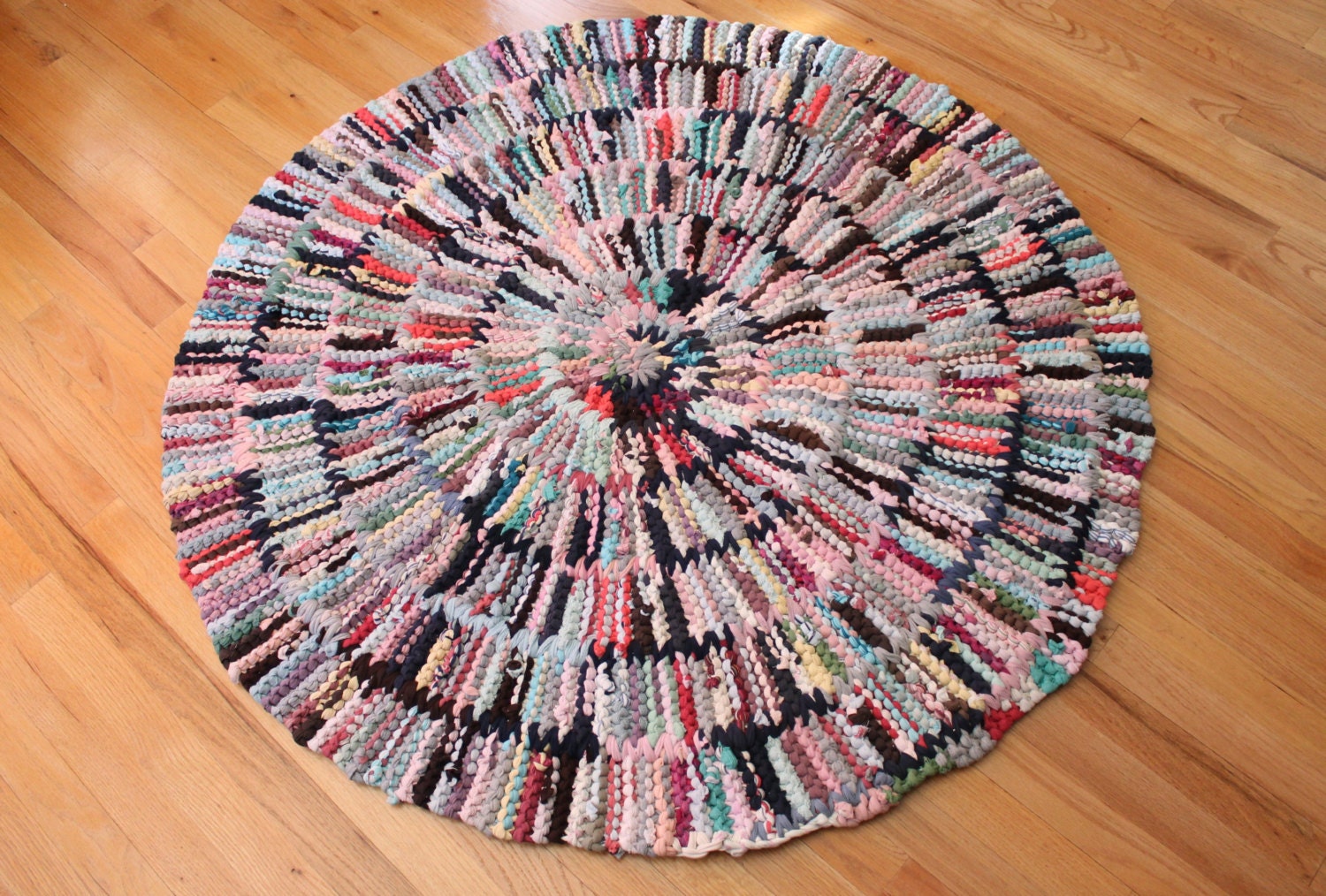 Pink T Shirt Rag Rug Knitted Circular Rug Round Rug Nursery - Etsy