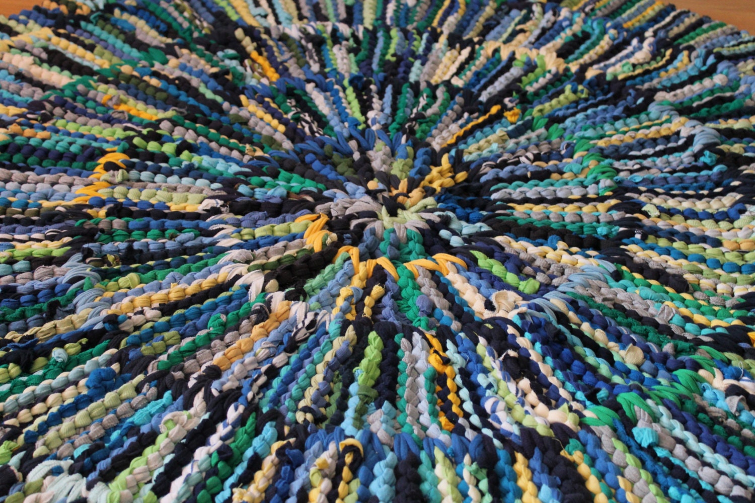 T Shirt Rag Rug Baby Blue Circular Navy Royal Sky Gray Yellow Etsy
