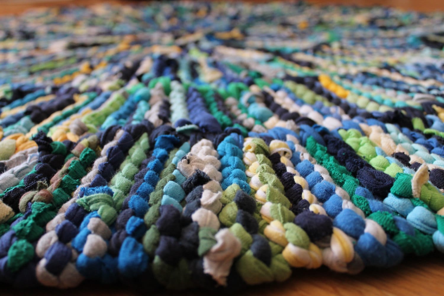 T Shirt Rag Rug Baby Blue Circular Navy Royal Sky Gray Yellow Etsy