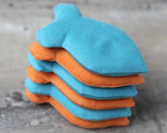 Orange & Turquoise Goldfish Shaped Bean Bags (set of 6) Sensory Toy