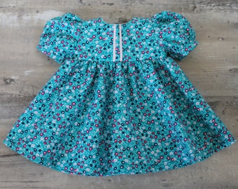 Teal Floral Baby Doll Dress, Birthday Party Gift, Fits Bitty Twin and 14, 15, or 16 inch Baby Dolls, Free US Shipping
