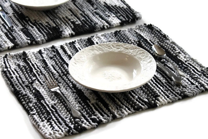 Placemats in Black Gray White Cream Ivory and Charcoal Etsy