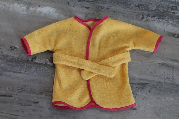 Terrycloth Doll Robe, Yellow & Pink, Fits 14-16 inch Baby Dolls