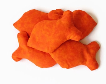 Bright Orange Goldfish Shaped Bean Bags (set of 5) for Fish Party Toss Game & Favor, Kids Rice-filled Sensory Toy, Free US Shipping