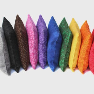 Rainbow 3 Inch Bean Bags in 10 Colors (set of 10) Child&#39;s Homeschool Sensory Toy, Squares for Teaching Colors