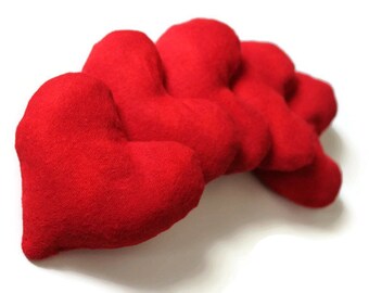 Crimson Red Heart Shape Bean Bags, for Valentine's Party Favors and Games, Shaped Sensory Toy (set of 5) - US Shipping Included