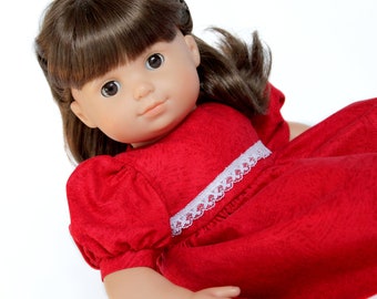 Crimson Red Doll Dress with White Lace, Summer, 4th of July, Christmas, Fits Bitty Twin and 14, 15, 16 inch Baby Dolls, Doll Clothes