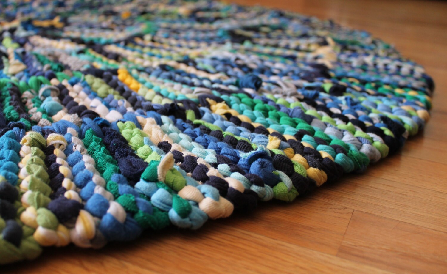 T Shirt Rag Rug Baby Blue Circular Navy Royal Sky Gray Yellow Etsy