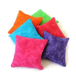Rainbow Square Bean Bags (set of 6) Child's 3 Inch Sensory Toy for Homeschool Games, Rice-filled Party Beanbags - US Shipping Included