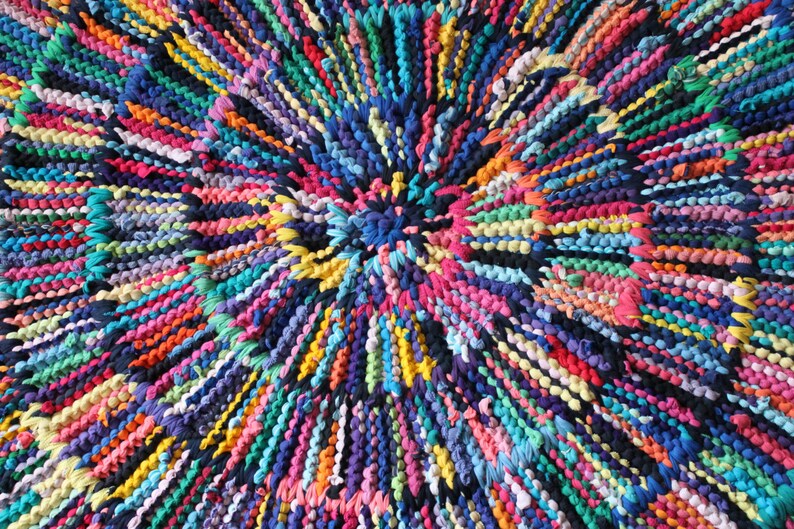 T Shirt Rag Rug Rainbow Circular Rug Round Cottage Chic Etsy Ireland