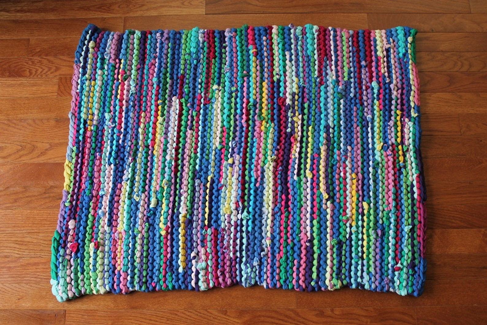 Rainbow Rag Rug Handmade from Upcyled Tshirts Retro Chic Etsy