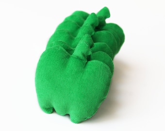 Green Apple Shape Bean Bags (set of 6), Bright Kelly Green Corduroy, Autumn Shaped, Kids Toss Toy - US Shipping Included