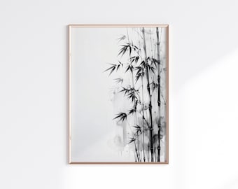 Whispering Bamboo | Japanese Zen Ink Art Print (Digital Download)