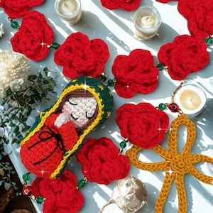 Denario Virgen de Guadalupe Tejido a Crochet Pattern/Our Lady Of Guadalupe Rosary Crochet Pattern / Crochet  Rosary Our Lady Of Guadalupe