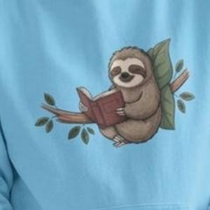 Reading Sloth Hoodie | Cozy Book Lover Sweatshirt, Relaxed Fit, Cotton Blend