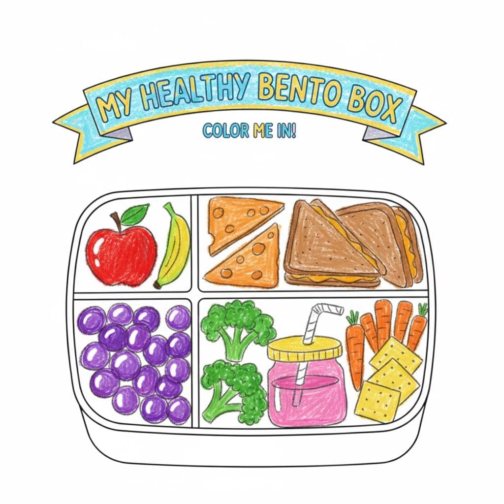 Printable Kids Worksheet Bento Box Diy , Lunchbox Art Drawing Sheet ...